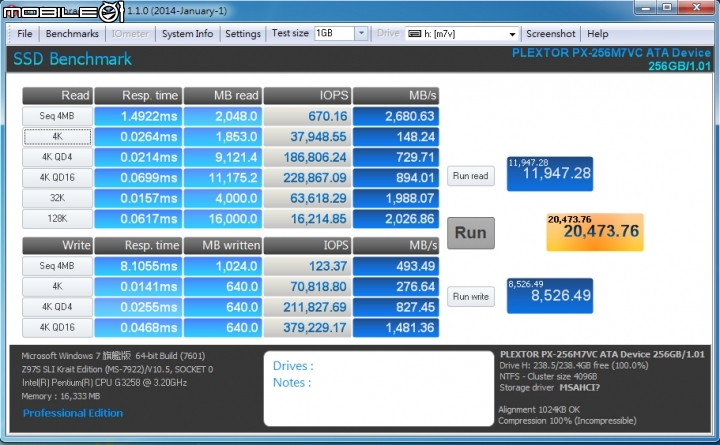 物超所值 Plextor M7V 256GB SSD 開箱測試