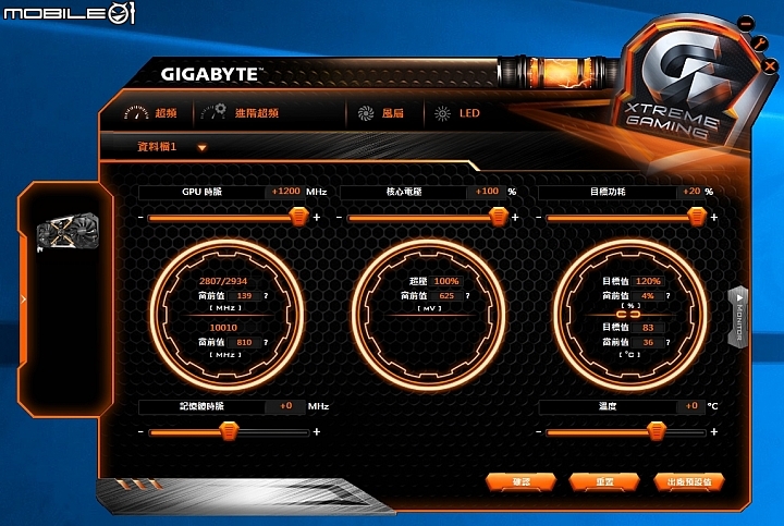 進化散熱 彈性輸出 技嘉XTREME GAMING GTX1080顯示卡