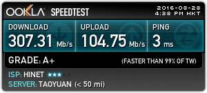 【8/28更新追加測速】台北市供裝中華電信 FTTH 300M/100M 光纖到府全程紀錄