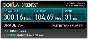 【8/28更新追加測速】台北市供裝中華電信 FTTH 300M/100M 光纖到府全程紀錄