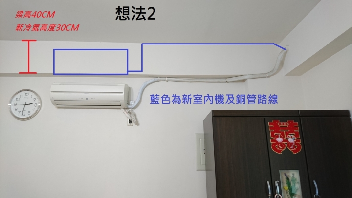 請教室內機位置與銅管路線~(有構想圖)~請給建議