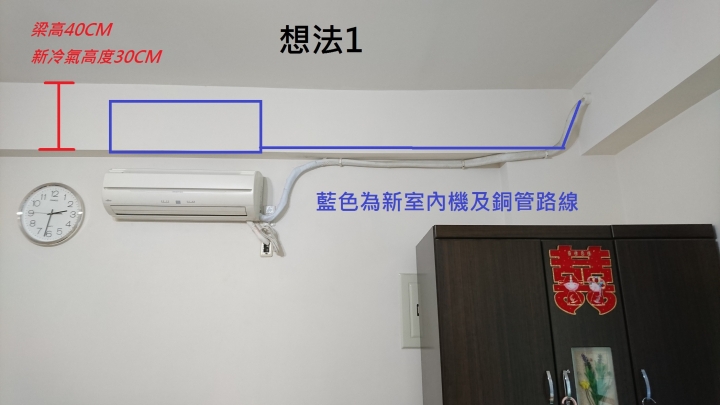 請教室內機位置與銅管路線~(有構想圖)~請給建議