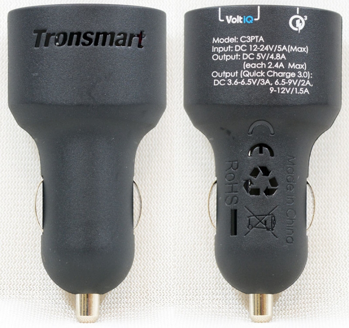 Tronsmart C3PTA QC 3.0 + VoltiQ三埠車用USB充電器簡介及測試