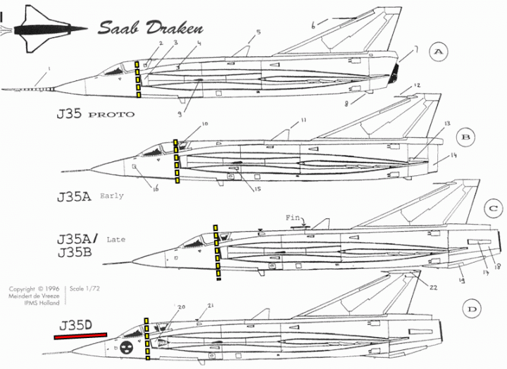 長谷川 1/72 J-35Ö draken 奧地利1000周年紀念塗裝