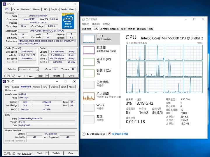 換換病發作,ASRock X99 Taichi + Intel Core i7-5930K