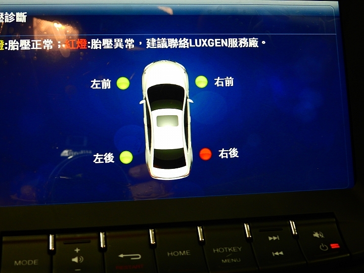 S3是Luxgen車款中唯一能顯示四輪胎壓值的車款,非常實用。