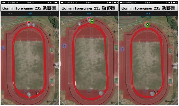 四錶怪客測試第一彈:Garmin Fenix 3 vs Forerunner 235 vs Bryton AMIS 630 vs Apple watch 2操場繞圈GPS準確度測試