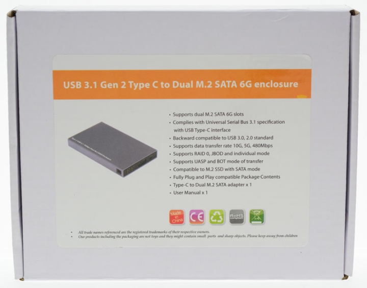 HU315N USB 3.1 Gen.2 Type-C轉雙M.2 SATA3外接盒簡測