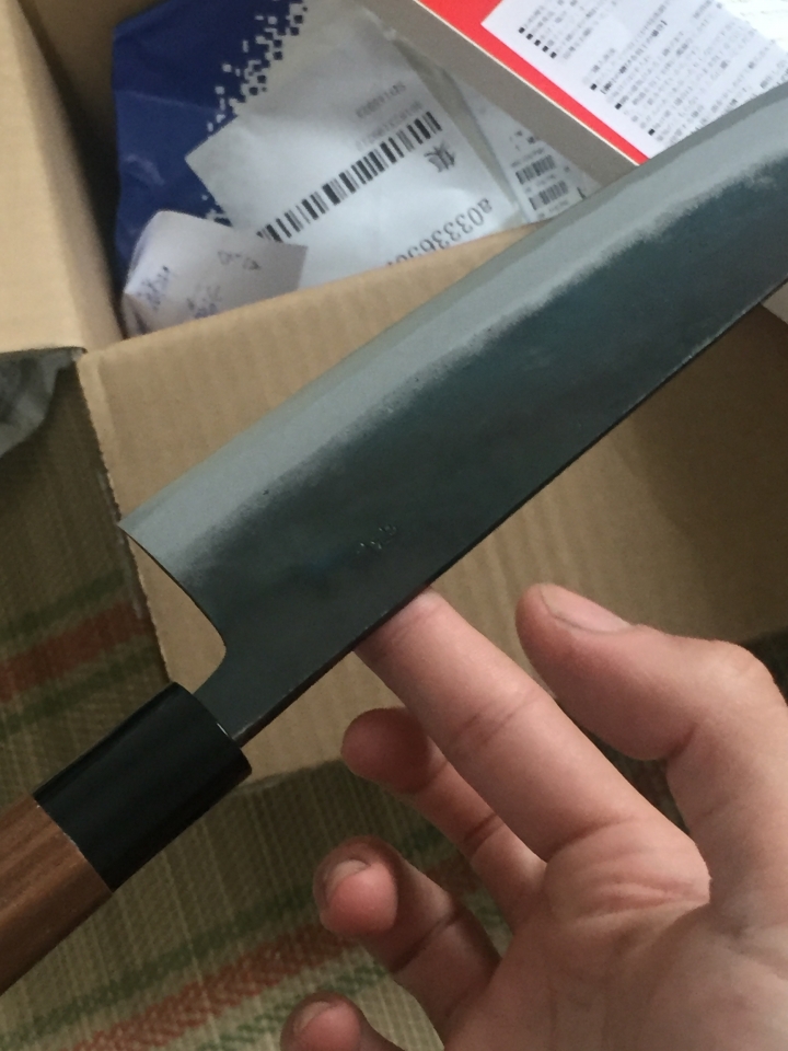 土佐刃打物 元兼極上鍛造 両刃 黒打 青1鋼210mm 開箱 圖多
