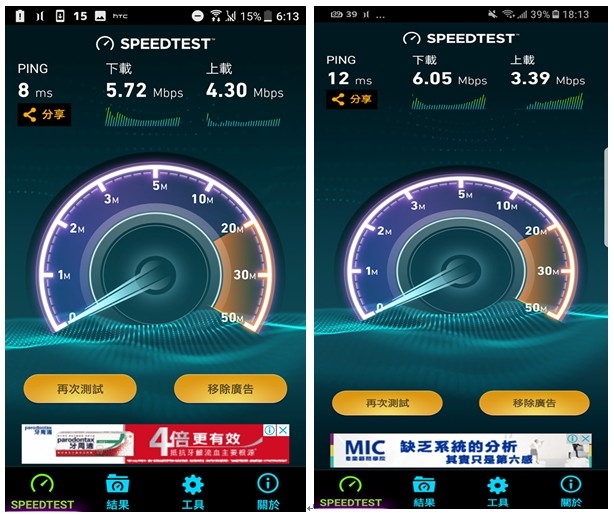 測試U11和S8 Wifi連線速度