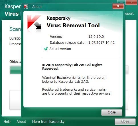 Kaspersky Virus Removal Tool現在掃描會卡住的Bug