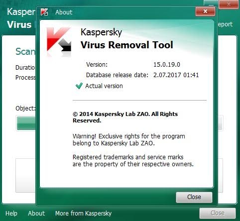 Kaspersky Virus Removal Tool現在掃描會卡住的Bug