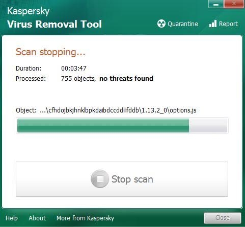 Kaspersky Virus Removal Tool現在掃描會卡住的Bug