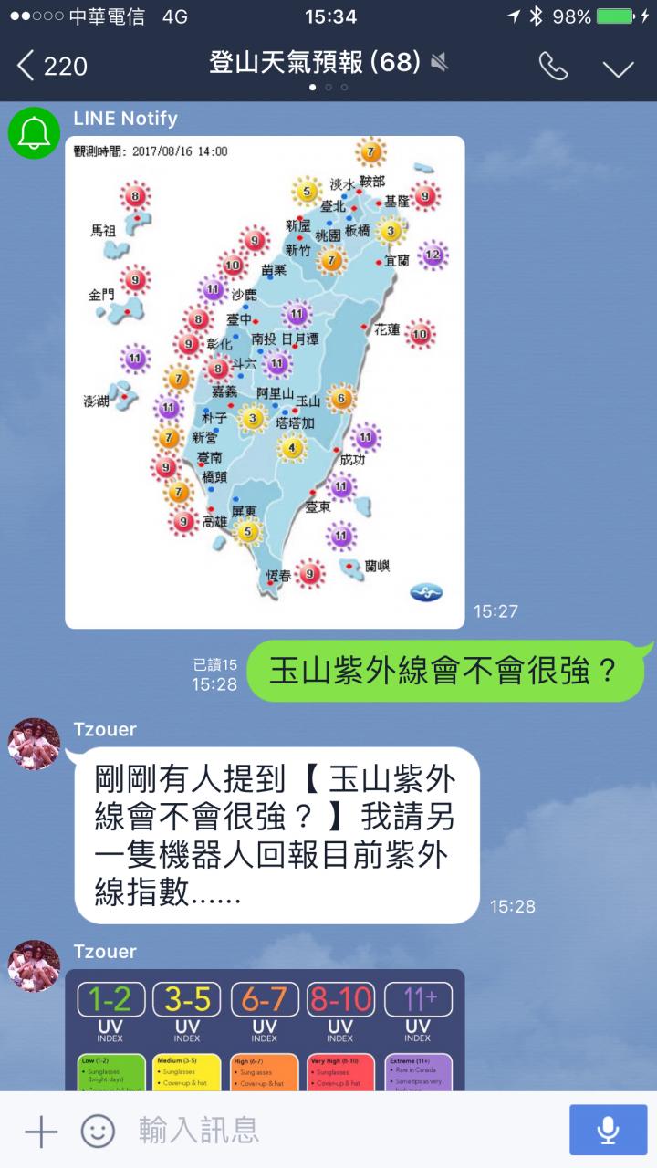 《山野極客》「登山天氣預報」到 Line