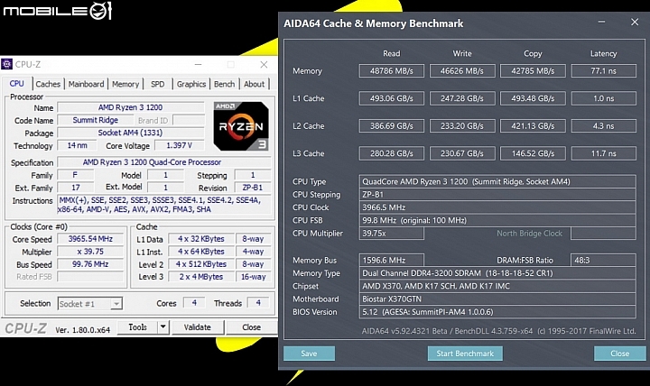 AMD RYZEN 3 1200超頻解析與Intel Core i3-7100效能對比