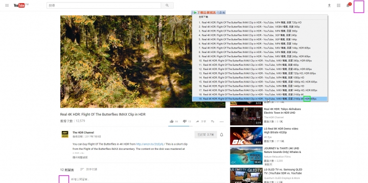 如何分辨YouTube上某一部號稱HDR影片是否為真正的HDR影片的方法;如何從YouTube上下載4K HDR影片的方法;如何從YouTube上下載4K SDR(10bit)影片的方法