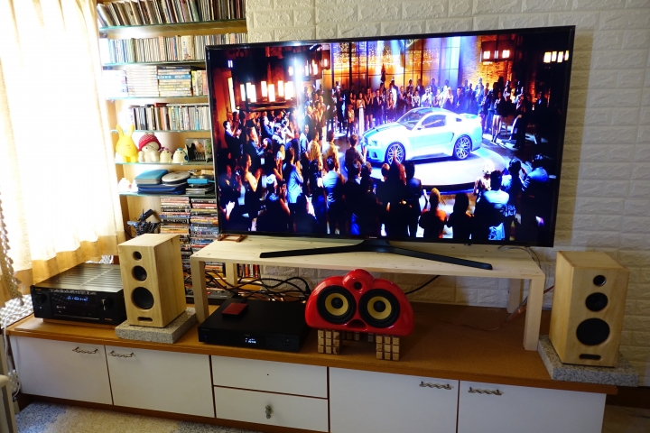 DENON AVR-X3300W 綜擴及5吋3音路手工原木音箱開箱