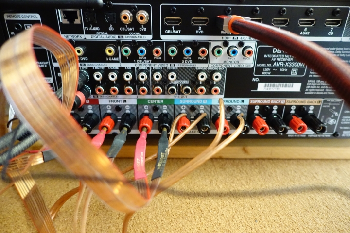 DENON AVR-X3300W 綜擴及5吋3音路手工原木音箱開箱