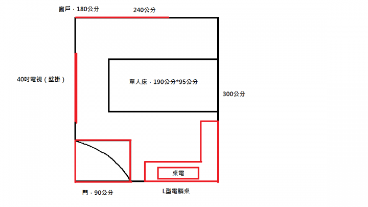 【詢問】兩坪房間擺設問題