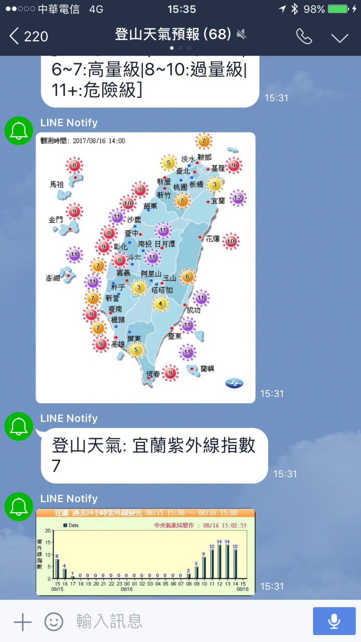 《山野極客》「登山天氣預報」到 Line