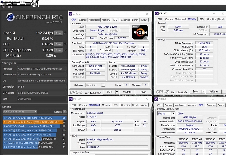 AMD RYZEN 3 1200超頻解析與Intel Core i3-7100效能對比