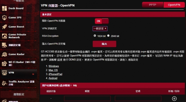 ASUS GT-AC5300 OpenVPN TUN TAP設定問題