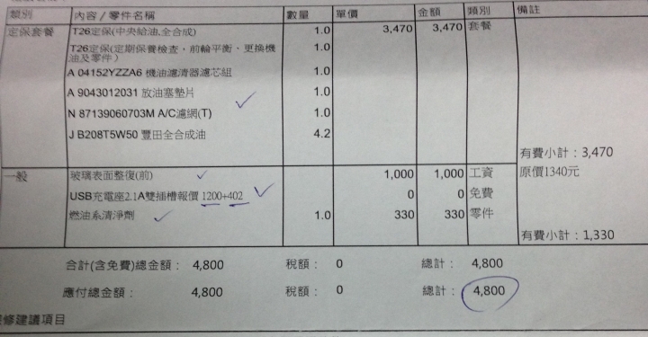 altis 2萬公里保養好貴,請大大幫我看一下保養單是不是太肥