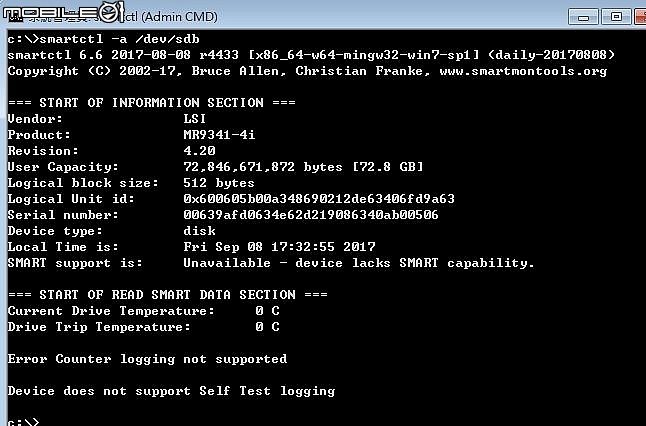 讀取在LSI Raid Controller上的硬碟S.M.A.R.T資訊失敗