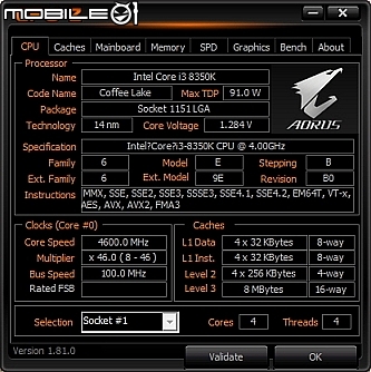 4C4T 可超K版 Core i3 8350K 搭上 Z370 AORUS Gaming 3