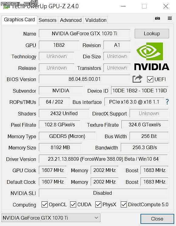 效能以下犯上 NVIDIA GeForce GTX1070Ti創始版&華碩ROG STRIX GTX1070Ti實測