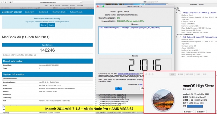 Akitio Node Pro + AMD VEGA 64 外接顯示卡測試
