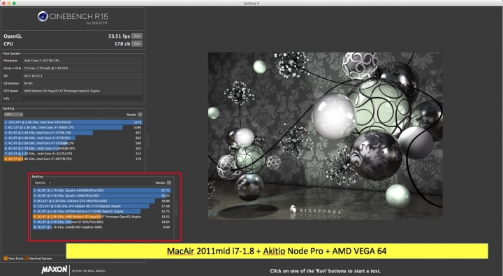 Akitio Node Pro + AMD VEGA 64 外接顯示卡測試