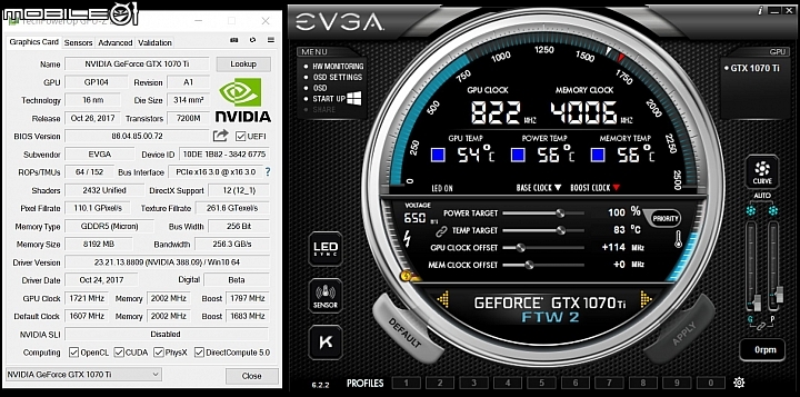 自動超頻 全面溫控 EVGA GeForce GTX1070Ti FTW2 GAMING實測