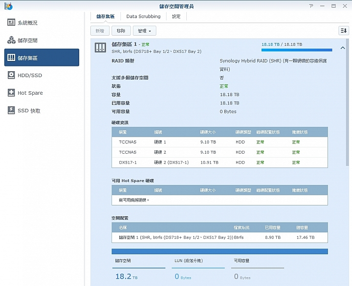 Synology DS718+ 搭配 DX517 發生【儲存空間毁損】