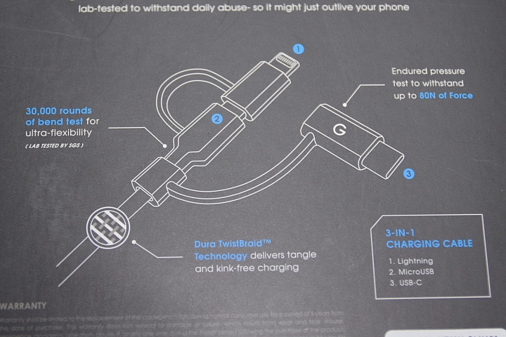 開箱 體驗 充電三叉戟 Lightning/Micro/Type-C 三合一 NyloTough 超強編織耐彎折 快速充電線