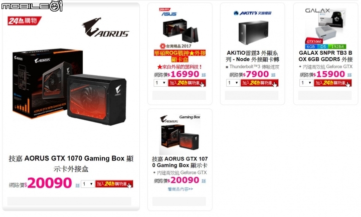 筆電內顯救星GALAX SNPR TB3 BOX