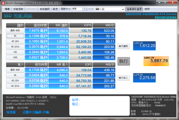 SAIOSONE S700 MLC 500G  開箱(附拆碟顆粒照片)