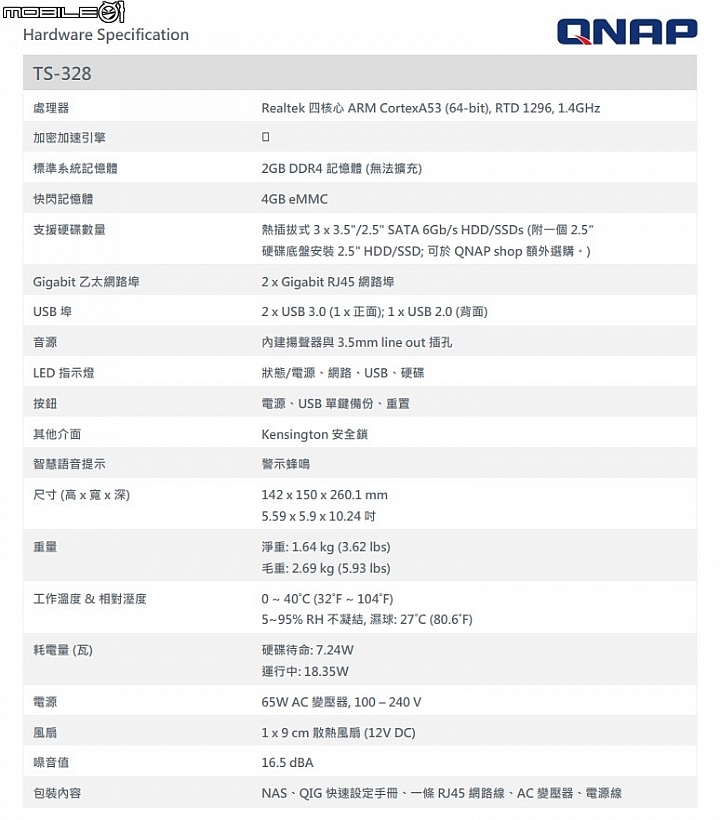 支援RAID 5陣列與SSD快取 QNAP推出首款3Bay TS-328 NAS