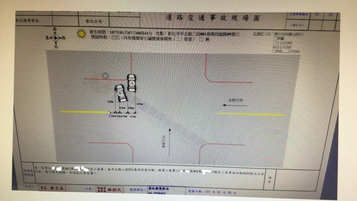 詢問,路權在先,還是違規跨越雙黃線在先?