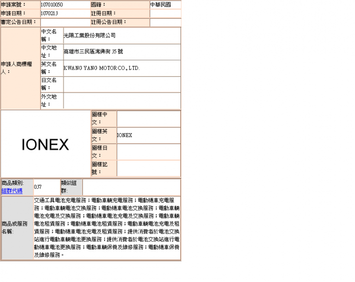 IONEX LOGO申請