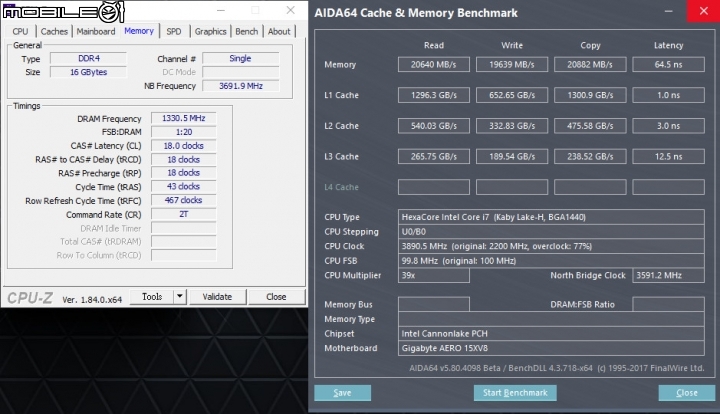 搭載 Intel 8 代六核心處理器 GIGABYTE AERO 15X 搶先實測