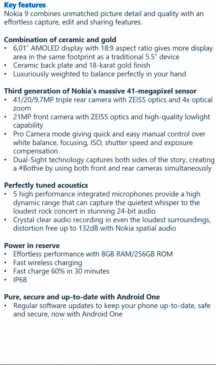 4100萬畫素、蔡司四鏡頭!Nokia 9 曝光?