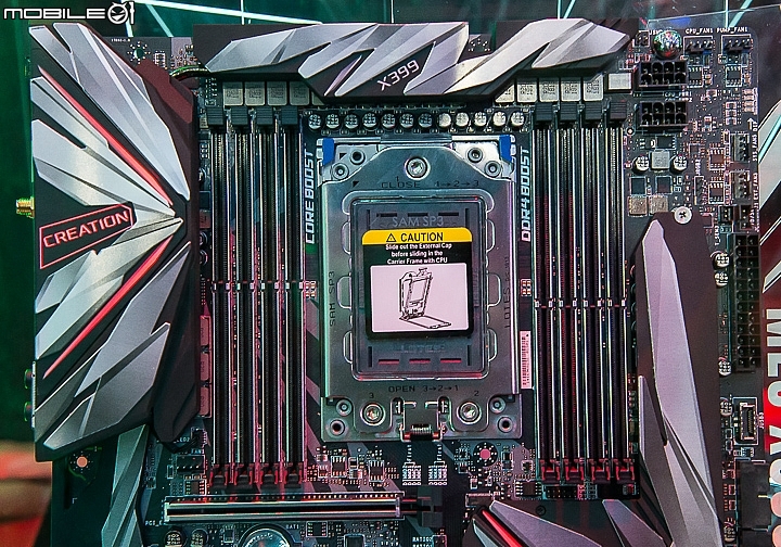 Computex 2018 MSI MEG X399 CREATION主機板是搭載了AMD X399晶片組 Computex 2018 MSI MEG X399 CREATION主機板是搭載了AMD X399晶片組