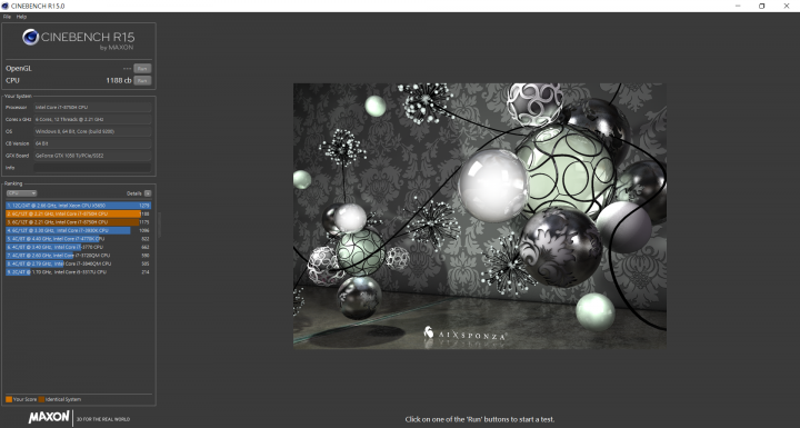 MSI GS63 XTU調整跑Cinebench R15測試分享