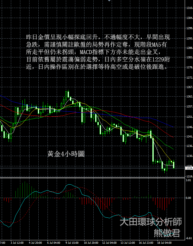 黃金跌至年內低點,金價受美元壓制,現貨黃金走勢預測7-19
