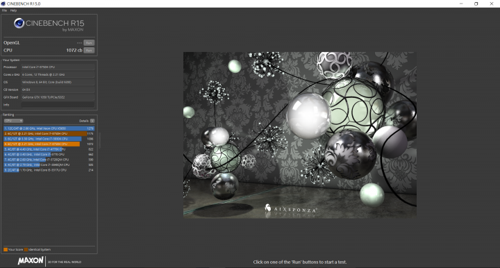 MSI GS63 XTU調整跑Cinebench R15測試分享