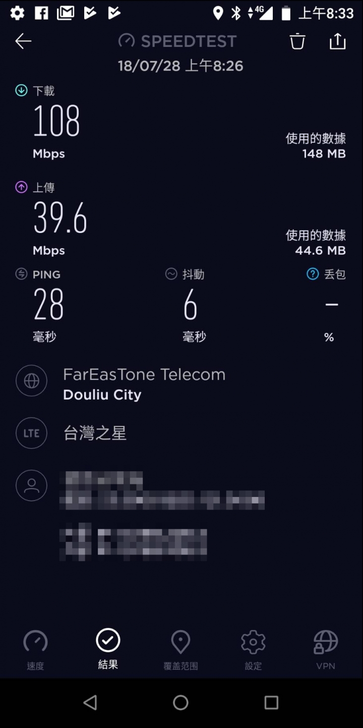 Zenfone Max Pro 3G/32G 台灣之星4G測速簡單報告