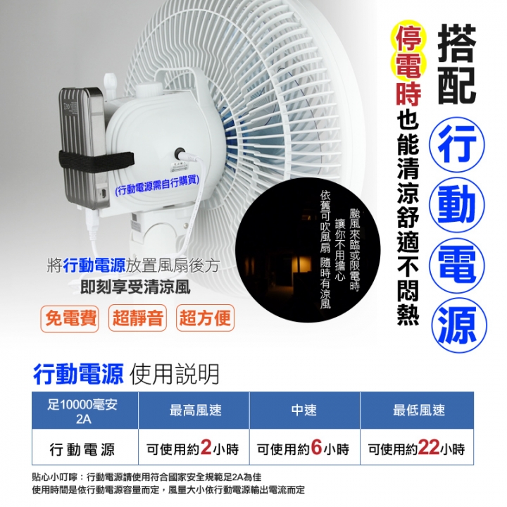 行動電源可以接電風扇耶~~勳風14吋DC直流節能電扇 HF-B49U 開箱文 ps更新實際使用時間