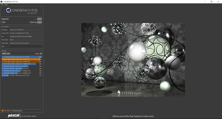 MSI GS63 XTU調整跑Cinebench R15測試分享