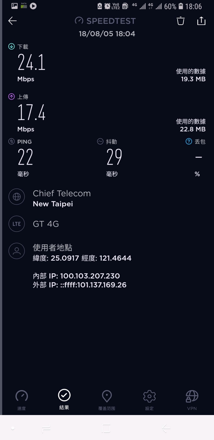 亞太電信 - 網路訊號使用回報串